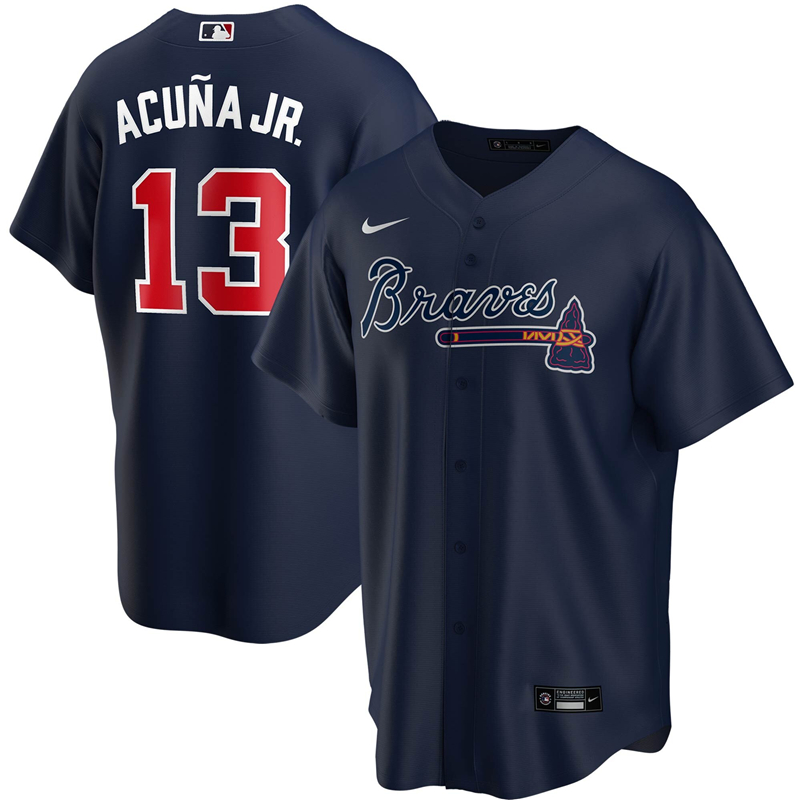 2020 MLB Men Atlanta Braves #13 Ronald Acuna Jr. Nike Navy 2020 Spring Training Replica Player Jersey 1->boston red sox->MLB Jersey